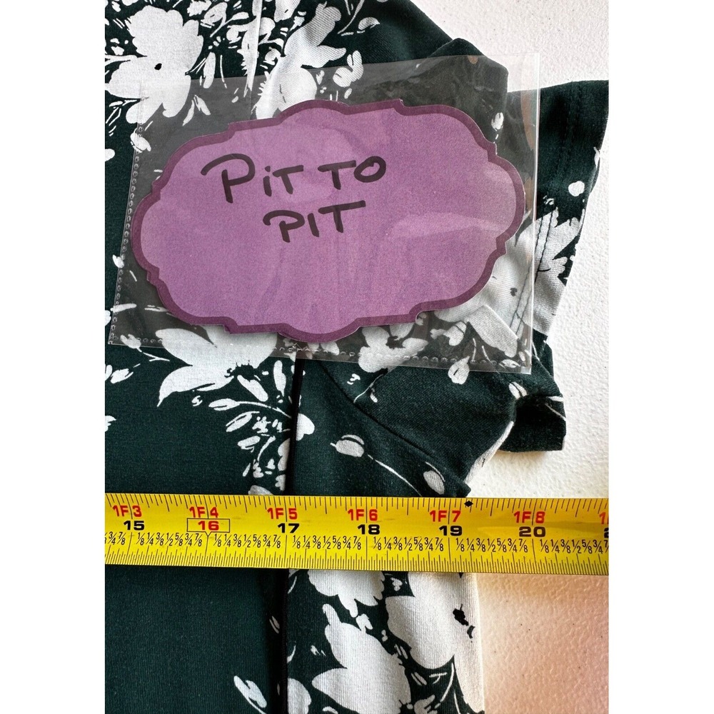 J Jill Wearever Dress MP Green Floral T-Shirt Knee Length Stretch Cottagecore - Picture 11 of 13